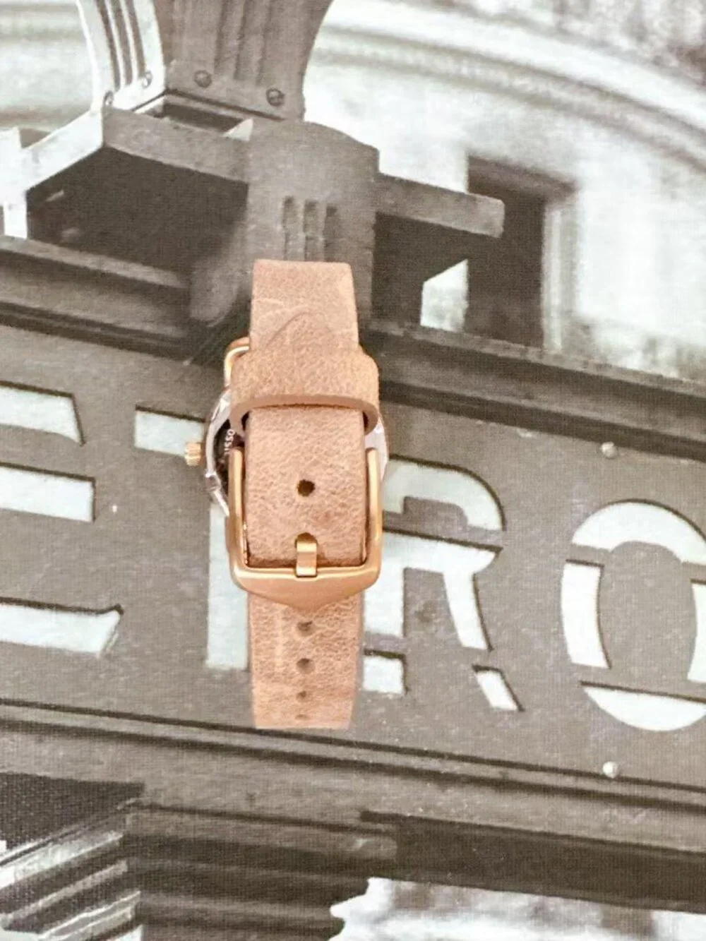 Fossil Commuter ES4335 Rose Gold White Dial Beige Leather Quartz Watch